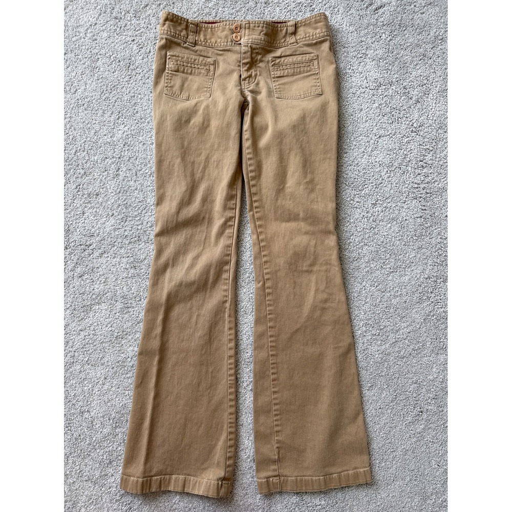 Hollister Co Tan Khaki Flare Pants Low Rise Y2K Stretch Trousers Womens Size 3